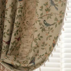 Jacquard Curtains 1 Panel with Tassels for Bedroom Living Room Windows Thermal Insulated Room Darkening Rod Pocket Curtains