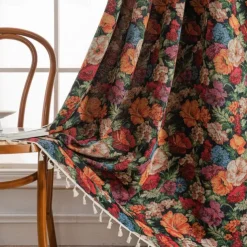 Jacquard Curtains 1 Panel with Tassels for Bedroom Living Room Windows Thermal Insulated Room Darkening Rod Pocket Curtains