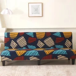Jacquard Fabric Armless Sofa Bed Cover Sofa New Year Decor Slipcovers Stretch Protector Elastic Bench Cover