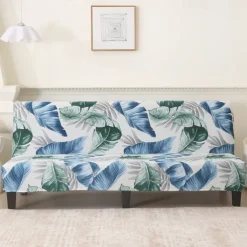 Jacquard Fabric Armless Sofa Bed Cover Sofa New Year Decor Slipcovers Stretch Protector Elastic Bench Cover