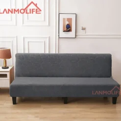 Jacquard Futon Slipcover Sofa bed cover Solid Color No Armrest sofa bed covers High Elastic Collapsible Furniture Protection covers
