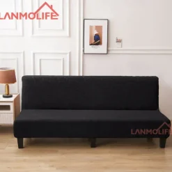 Jacquard Futon Slipcover Sofa bed cover Solid Color No Armrest sofa bed covers High Elastic Collapsible Furniture Protection covers