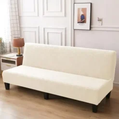 Jacquard Futon Slipcover Sofa bed cover Solid Color No Armrest sofa bed covers High Elastic Collapsible Furniture Protection covers