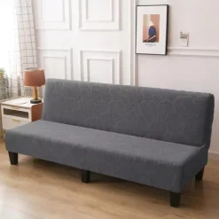 Jacquard Futon Slipcover Sofa bed cover Solid Color No Armrest sofa bed covers High Elastic Collapsible Furniture Protection covers