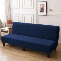 Jacquard Futon Slipcover Sofa bed cover Solid Color No Armrest sofa bed covers High Elastic Collapsible Furniture Protection covers