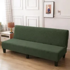 Jacquard Futon Slipcover Sofa bed cover Solid Color No Armrest sofa bed covers High Elastic Collapsible Furniture Protection covers