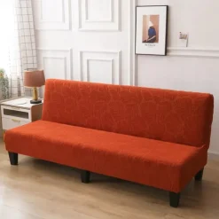 Jacquard Futon Slipcover Sofa bed cover Solid Color No Armrest sofa bed covers High Elastic Collapsible Furniture Protection covers