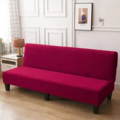 Jacquard Futon Slipcover Sofa bed cover Solid Color No Armrest sofa bed covers High Elastic Collapsible Furniture Protection covers