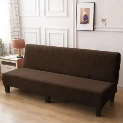 Jacquard Futon Slipcover Sofa bed cover Solid Color No Armrest sofa bed covers High Elastic Collapsible Furniture Protection covers