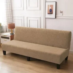 Jacquard Futon Slipcover Sofa bed cover Solid Color No Armrest sofa bed covers High Elastic Collapsible Furniture Protection covers