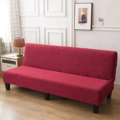Jacquard Futon Slipcover Sofa bed cover Solid Color No Armrest sofa bed covers High Elastic Collapsible Furniture Protection covers