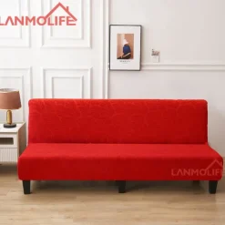 Jacquard Futon Slipcover Sofa bed cover Solid Color No Armrest sofa bed covers High Elastic Collapsible Furniture Protection covers