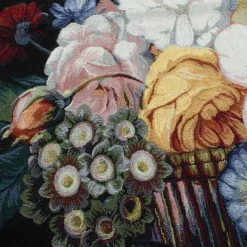 Jacquard Woven Tapestry Gobelin Aubusson Wall Art Hanging Aubusson Loom Cotton Weave Large Tapestry Reproduction Baroque Rococo Flowers (without tassels and rod)