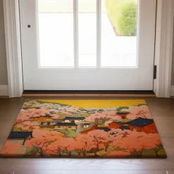 Japan Temple Floral Doormat Floor Mats Washable Rugs Kitchen Mat Non-Slip Oil Proof Rug Indoor Outdoor Mat Bedroom Decor Bathroom Mat Entrance Rug