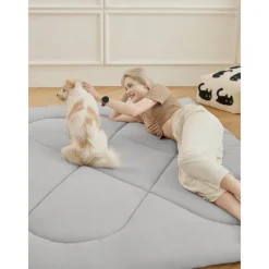 Japanese Futon MattressFloor Mattress Thicken Sleeping Mattress Foldable & Portable Roll Up Dormitory Mattress Tatami MatFullTwinQueenGrey