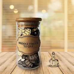 Jar of Middle Finger, Gift Middle Finger to Give, 100pcs Middle Finger in a Jar, Wooden Cutout Pattern Piece Bad Mood Vent Spoof Bag of DIY Craft Birthday, Anniversary, Holiday, Encouragement Gifts