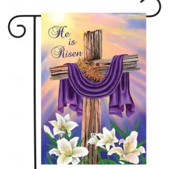 Jesus Garden Flag 12x18Inch Outdoor Decorations He is Risen Welcome Garden Patio Flag Flower Yard Flag Double Sided Holiday Outdoor Flags 1pc