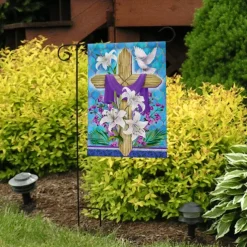 Jesus Garden Flag 12x18Inch Outdoor Decorations He is Risen Welcome Garden Patio Flag Flower Yard Flag Double Sided Holiday Outdoor Flags 1pc