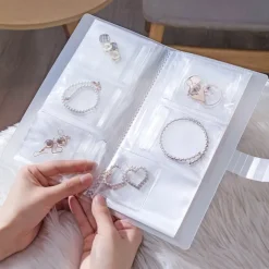 Jewelry Storage Box Ear Studs Anti Oxidation Ring Hand Ornament Transparent Dustproof Storage Bag Necklace Jewelry Book Sealed Bag