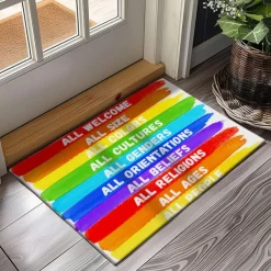 June Pride Month Gay Pride Month LGBTQ LGBT Rainbow Doormat Non-Slip Oil Proof Rug Indoor Outdoor Mat Bedroom Decor Bathroom Mat Entrance Rug