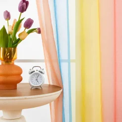 June Pride Month LGBT Rainbow Semi Sheer Curtain Teenage Girls Bedroom Curtains Set Window Panel Voiles Drape for Girls Room/Kids Room/Nursery/Living Room 1 Panel