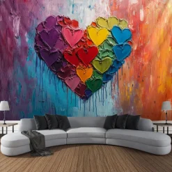 June Pride Month Rainbow Painting Hanging Tapestry Wall Art Large Tapestry Mural Decor Photograph Backdrop Blanket Curtain Home Bedroom Living Room Decoration