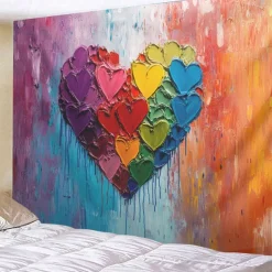 June Pride Month Rainbow Painting Hanging Tapestry Wall Art Large Tapestry Mural Decor Photograph Backdrop Blanket Curtain Home Bedroom Living Room Decoration