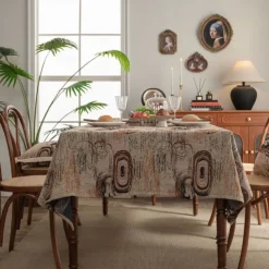 Jungle Pattern Table Cloth Retro Floral Table Cover Jacquard Tablecloth Red Elegant Style Custom Living Room Spring Home Decor Custom Size