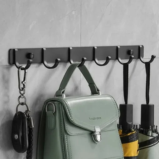 Kitchen Bathroom Hardware Set Space Aluminum Bathroom Hanger Black Hook Wall Mount Aluminum Coat Hook Bathroom Robe Hooks Hat Rack