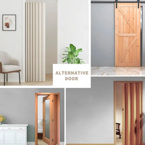 Kitchen Curtains Doorways Pleated Folding Curtain with Hooks Waterproof Fabric Doors Curtain for Closet and Room Divider 1 Panel