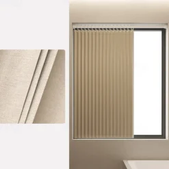 Kitchen Curtains Doorways Pleated Folding Curtain with Hooks Waterproof Fabric Doors Curtain for Closet and Room Divider 1 Panel