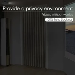 Kitchen Curtains Doorways Pleated Folding Curtain with Hooks Waterproof Fabric Doors Curtain for Closet and Room Divider 1 Panel