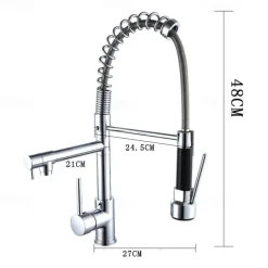 Kitchen faucet - Single Handle Two Holes Chrome Pull-out / ­Pull-down Widespread Contemporary Kitchen Taps