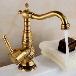 Kitchen faucet - Single Handle One Hole Antique Brass Standard Spout Centerset Retro Vintage Kitchen Taps