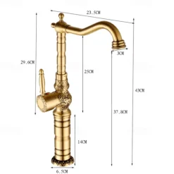 Kitchen faucet - Single Handle One Hole Antique Brass Standard Spout Centerset Retro Vintage Kitchen Taps