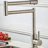 Kitchen faucet - Single Handle One Hole Nickel Brushed Pot Filler Free Standing Contemporary Kitchen Taps