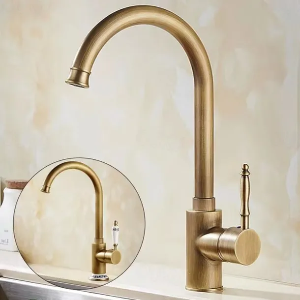 Kitchen Faucet - Single Handle One Hole Electroplated Pull-Out / Pull-Down Centerset Retro Vintage Kitchen Taps