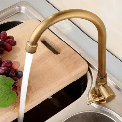 Kitchen faucet - Single Handle One Hole Antique Brass Standard Spout Centerset Antique Kitchen Taps