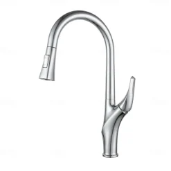 Kitchen faucet - Single Handle One Hole Chrome / Nickel Brushed / Electroplated Pull-out / Pull-down / Standard Spout / Tall / High Arc Centerset Modern Contemporary Kitchen Taps