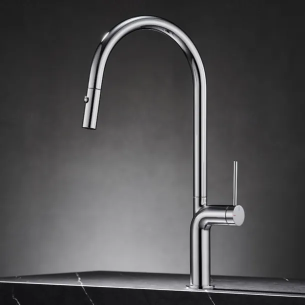 Kitchen faucet - Single Handle One Hole Chrome / Nickel Brushed / Electroplated Pull-out / Pull-down / Standard Spout / Tall / High Arc Centerset Modern Contemporary Kitchen Taps