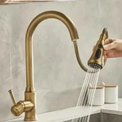 Kitchen faucet - Single Handle One Hole Electroplated Pull-out / Pull-down Centerset Retro Vintage Kitchen Taps