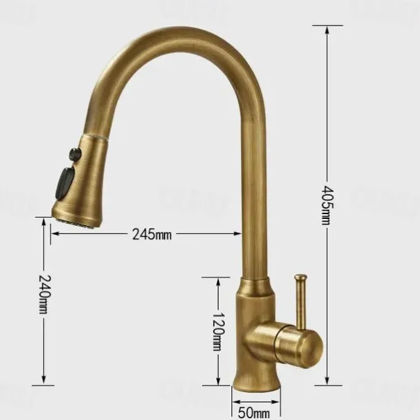 Kitchen faucet - Single Handle One Hole Electroplated Pull-out / Pull-down Centerset Retro Vintage Kitchen Taps