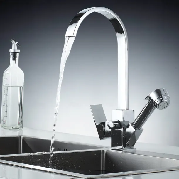 Kitchen Faucet - Single Handle Two Holes Electroplated Pull-Out / &Shy;Pull-Down / Standard Spout / Tall / &Shy;High Arc Centerset Contemporary Kitchen Taps