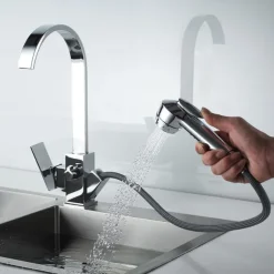 Kitchen Faucet - Single Handle Two Holes Electroplated Pull-Out / &Shy;Pull-Down / Standard Spout / Tall / &Shy;High Arc Centerset Contemporary Kitchen Taps