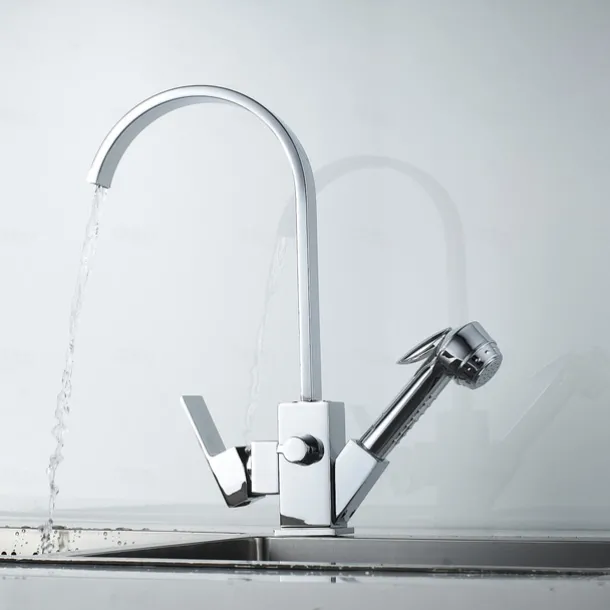 Kitchen Faucet - Single Handle Two Holes Electroplated Pull-Out / &Shy;Pull-Down / Standard Spout / Tall / &Shy;High Arc Centerset Contemporary Kitchen Taps