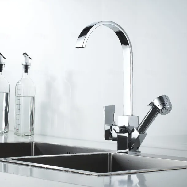 Kitchen Faucet - Single Handle Two Holes Electroplated Pull-Out / &Shy;Pull-Down / Standard Spout / Tall / &Shy;High Arc Centerset Contemporary Kitchen Taps