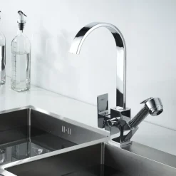 Kitchen Faucet - Single Handle Two Holes Electroplated Pull-Out / &Shy;Pull-Down / Standard Spout / Tall / &Shy;High Arc Centerset Contemporary Kitchen Taps