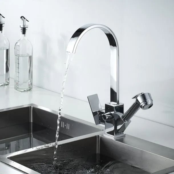 Kitchen Faucet - Single Handle Two Holes Electroplated Pull-Out / &Shy;Pull-Down / Standard Spout / Tall / &Shy;High Arc Centerset Contemporary Kitchen Taps