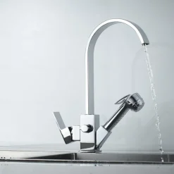 Kitchen Faucet - Single Handle Two Holes Electroplated Pull-Out / &Shy;Pull-Down / Standard Spout / Tall / &Shy;High Arc Centerset Contemporary Kitchen Taps