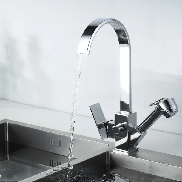 Kitchen Faucet - Single Handle Two Holes Electroplated Pull-Out / &Shy;Pull-Down / Standard Spout / Tall / &Shy;High Arc Centerset Contemporary Kitchen Taps